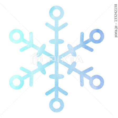 雪の結晶の手描きアイコンイラスト 水彩 グラデーション 雪の結晶の手描きアイコンイラスト 水彩 グラデーション 133242138