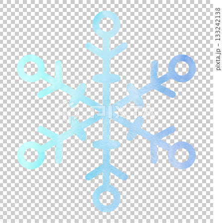 雪の結晶の手描きアイコンイラスト 水彩 グラデーション 雪の結晶の手描きアイコンイラスト 水彩 グラデーション 133242138