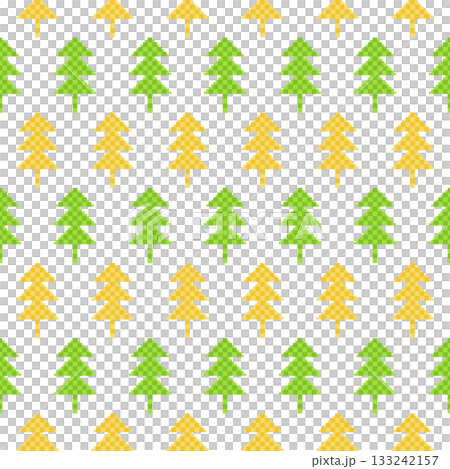 黃綠色和黃色樹像素畫 133242157