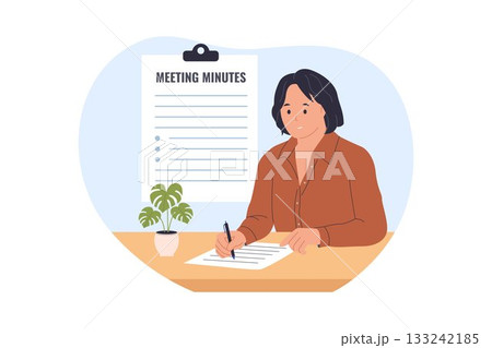 Illustration of Meeting Minutes and Documentation 133242185
