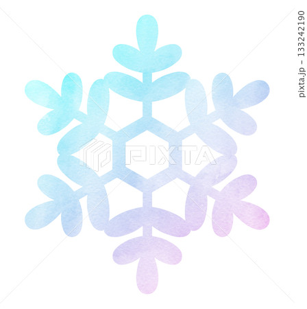 雪の結晶の手描きアイコンイラスト 水彩 グラデーション 133242190