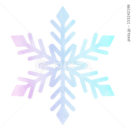 雪の結晶の手描きアイコンイラスト 水彩 グラデーション 133242196