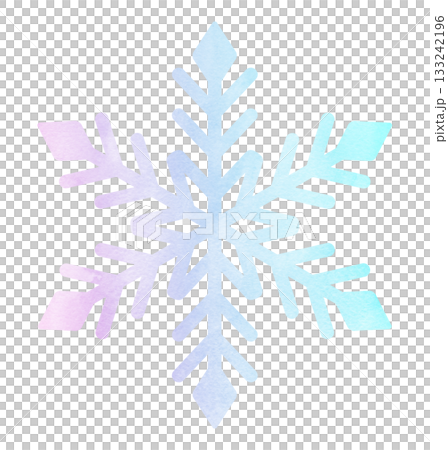 雪の結晶の手描きアイコンイラスト 水彩 グラデーション 133242196