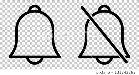 Bell notification on and off line icon set 133242268