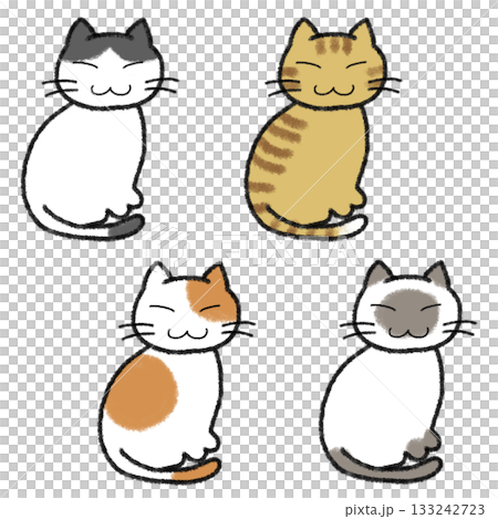 いろんな模様の猫のイラスト いろんな模様の猫のイラスト 133242723