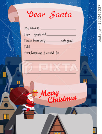 Christmas kid letter to Santa Claus template 133243037