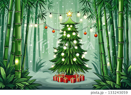 Chinese bamboo forest Christmas tree Chinese bamboo forest Christmas tree 133243059