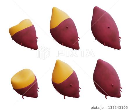 3D cartoon style sweet potato yakiimo 3D cartoon style sweet potato yakiimo 133243196