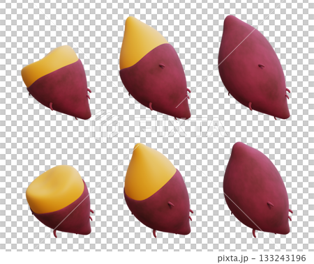 3D cartoon style sweet potato yakiimo 3D cartoon style sweet potato yakiimo 133243196