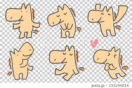 一組表情和姿勢各異的馬：鞠躬、抬頭、坐著、歡呼 133244014