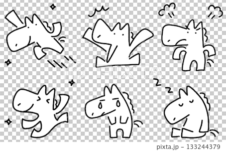 一組黑白馬匹，表情姿態各異：喜悅、憤怒、悲傷、快樂、睡眠、舞蹈 133244379