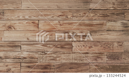 木目のある明るい茶色の粗い製材の古びた板壁の横長の背景画像 133244524