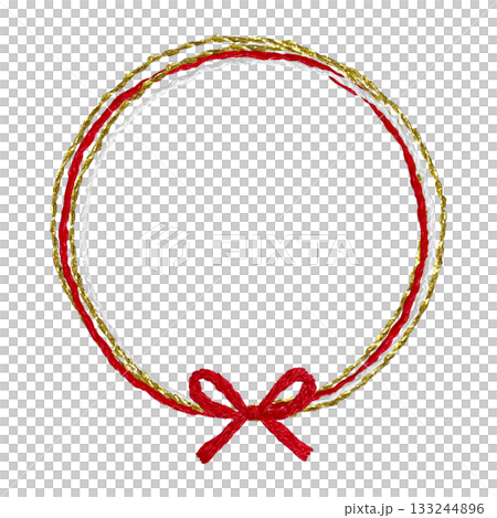 【水引風丸枠】手刺繍イラスト素材 133244896