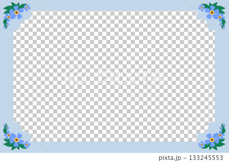 Horizontal Pastel Blue Frame with Flowers, Clean Floral Border Background for Certificate or Presentation Horizontal Pastel Blue Frame with Flowers, Clean Floral Border Background for Certificate or Presentation 133245553