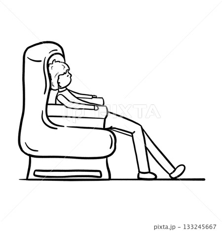 Cartoon man sits lazily on a couch outline illustration Cartoon man sits lazily on a couch outline illustration 133245667