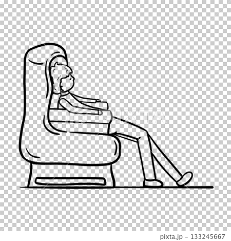 Cartoon man sits lazily on a couch outline illustration Cartoon man sits lazily on a couch outline illustration 133245667