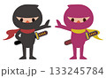 仲良しの忍者とくノ一のペアイラスト 日本の歴史と文化 133245784