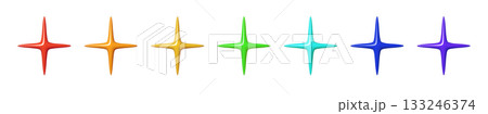 Vibrant 3D star icons with glossy highlights and soft glow. This colorful 3D star set adds sparkle and twinkle effects for UI, games, fantasy badges and creative design projects 133246374