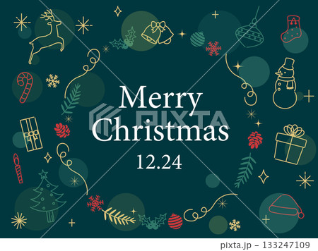 おしゃれなクリスマスカードのデザイン おしゃれなクリスマスカードのデザイン 133247109