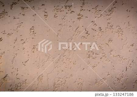 Sturdy peach wall displays rich textures and subtle imperfections in afternoon light Sturdy peach wall displays rich textures and subtle imperfections in afternoon light 133247186