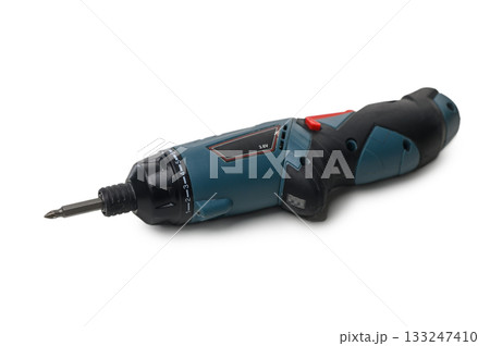 Electric cordless screwdriver drill isolated on white background 133247410