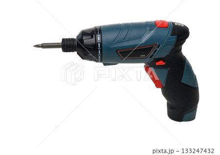 Cordless rechargeable screwdriver drill isolated on white background Cordless rechargeable screwdriver drill isolated on white background 133247432