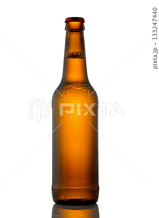 Brown beer bottle without label isolated on white background Brown beer bottle without label isolated on white background 133247440