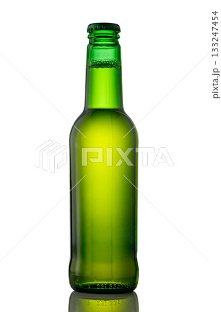 Green beer bottle without label isolated on white background 133247454