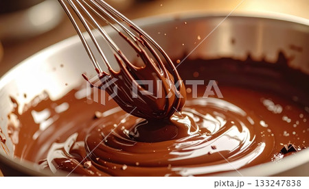 《AI画像》溶けたチョコレートを混ぜる 133247838
