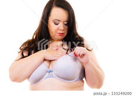 Fat woman big breast wearing bra 133249200