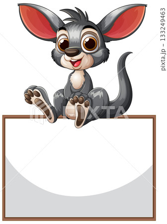 Cute Cartoon Animal on Blank Sign Cute Cartoon Animal on Blank Sign 133249463