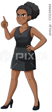 Confident Businesswoman Giving Assertive Instruction in Office Attire 133249464