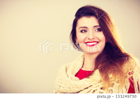 Portrait of young long hair female Portrait of young long hair female 133249730