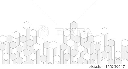 Technological white background. Abstract background of hexagons. Futuristic digital technology banner. Vector illustration. 133250047