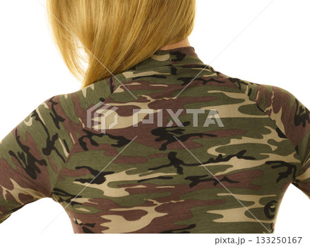 Woman wearing camo moro top Woman wearing camo moro top 133250167