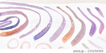 Abstract watercolor painting with curved lines in purple blue and brown tones Abstract watercolor painting with curved lines in purple blue and brown tones 133250393