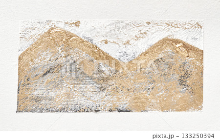 Abstract gold and silver texture featuring mountain landscape with subtle Abstract gold and silver texture featuring mountain landscape with subtle 133250394