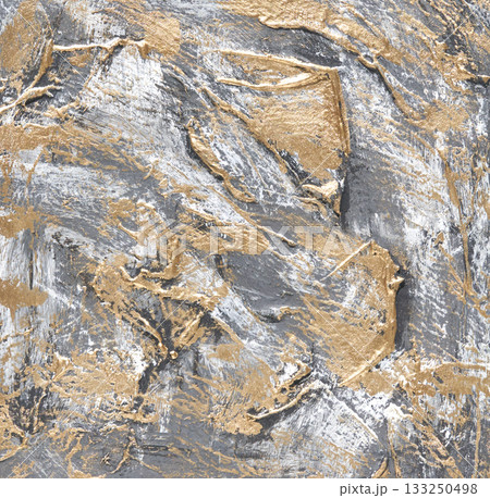 Abstract gold and gray texture with dynamic brush strokes offering a luxurious 133250498