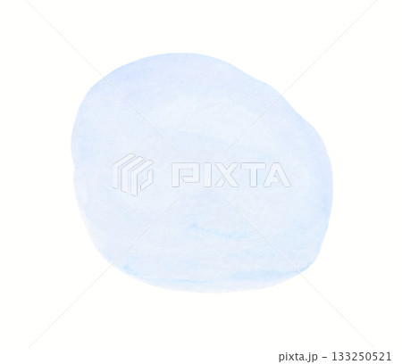 Abstract light blue watercolor circle with soft textured edges on white 133250521