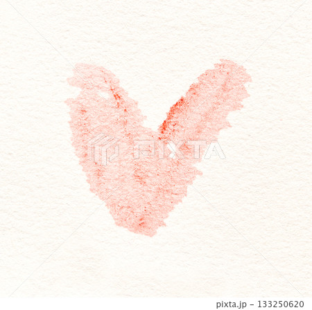 Simple pink heart on textured white paper background depicting love 133250620