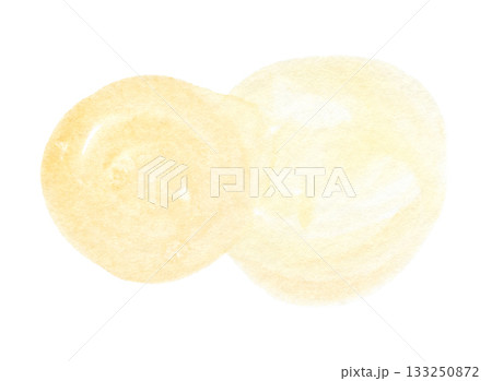 Watercolor abstract art with yellow and beige circular shapes on white Watercolor abstract art with yellow and beige circular shapes on white 133250872
