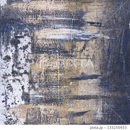 Abstract grunge texture with blue and gold paint streaks on rough surface Abstract grunge texture with blue and gold paint streaks on rough surface 133250933