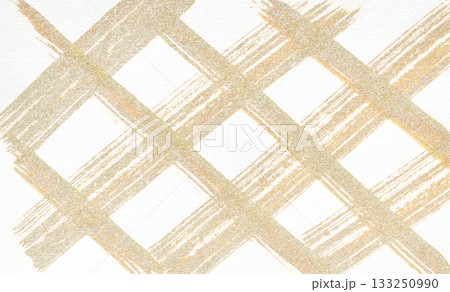 Abstract geometric pattern with gold brush strokes on white textured background Abstract geometric pattern with gold brush strokes on white textured background 133250990