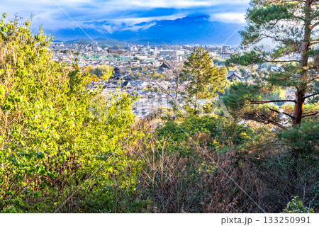 冬の双ヶ丘　残雪のとおみのひろばからの眺め3　京都府京都市右京区 133250991