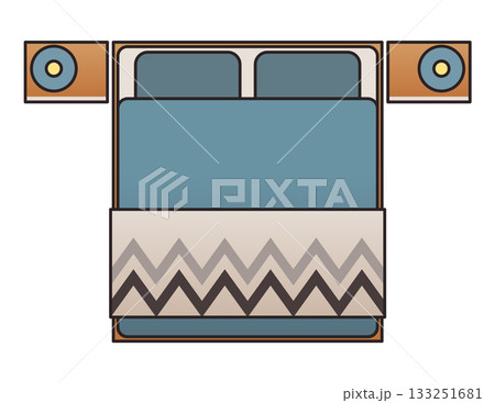 Interior furniture top view. Element for bedroom. Floor plan, view from above. Furniture store. Icon of interior. Isolated vector illustration 133251681