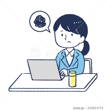 仕事をしているOL / 悩む 133251771