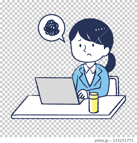 仕事をしているOL / 悩む 133251771