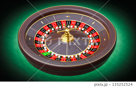 Roulette wheel spinning in casino 3d 133252524