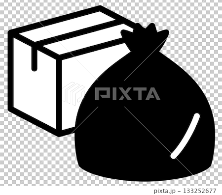 Garbage icons: garbage bags and cardboard boxes 133252677