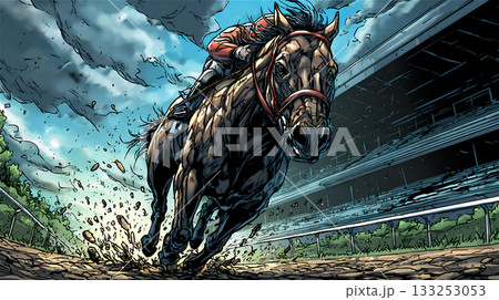 競馬のスピード感あふれるシーン 競馬のスピード感あふれるシーン 133253053